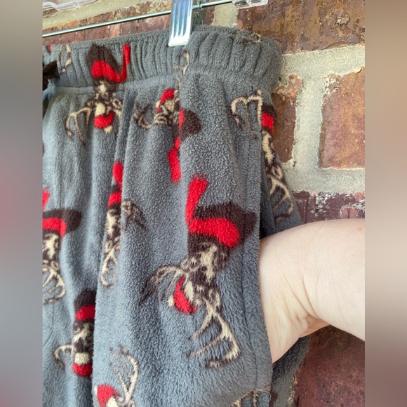 Men’s Gray Stafford Santa Buck Deer Fleece Sleep Lounge Pants Size Small - Picture 7 of 8